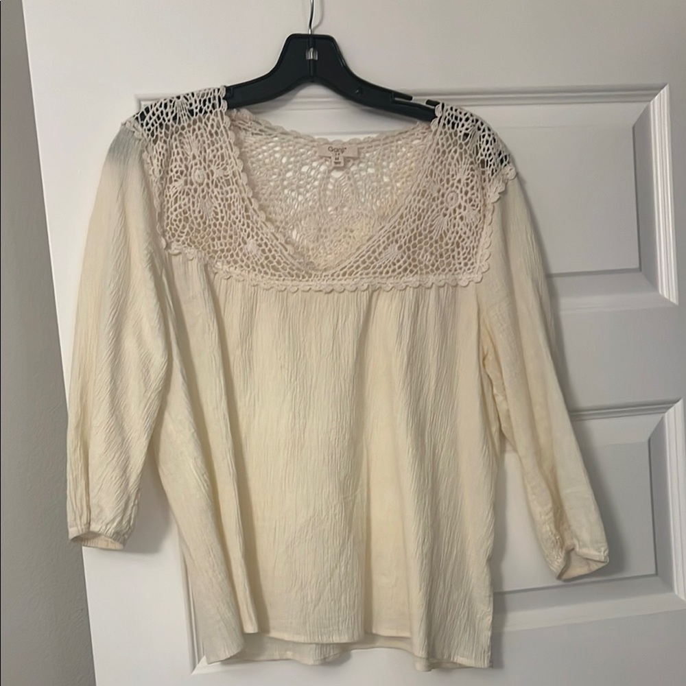 Cream Lace Detail Women's Top